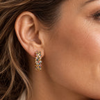 LUXURIANT 2 ct. SGL zertifizierte SI mehrfarbige Labor Diamant Ohrringe, 925 Silber 750 Gelbgold Vermeil
