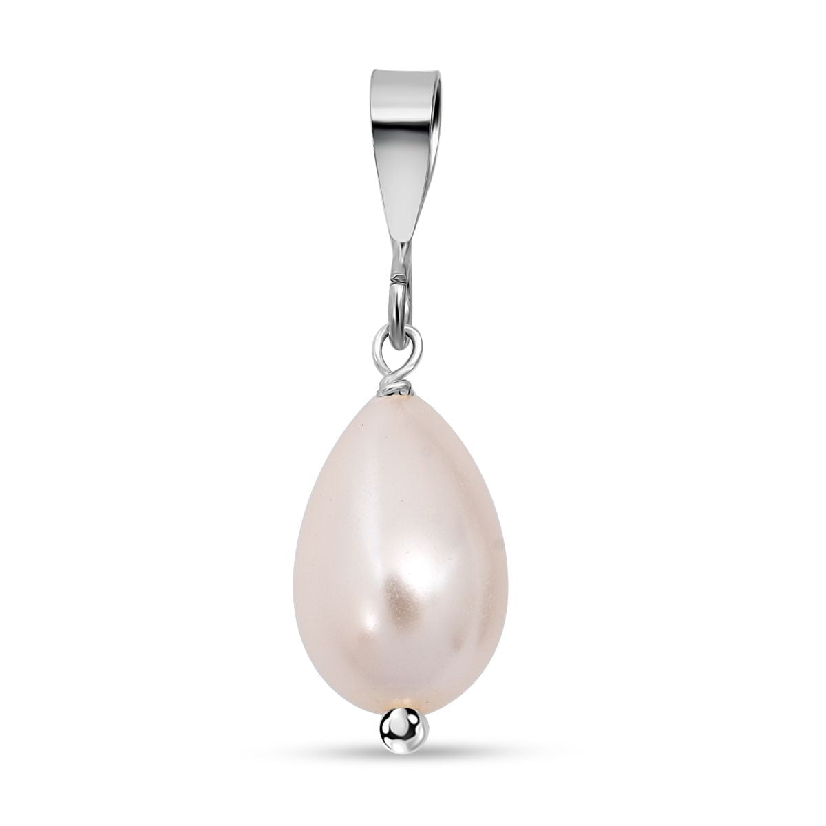 Rosa Muschelkernperle (12X8 mm) Anhänger 925 Silber
