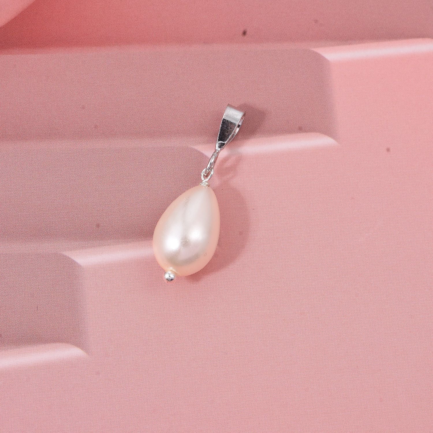 Rosa Muschelkernperle (12X8 mm) Anhänger 925 Silber