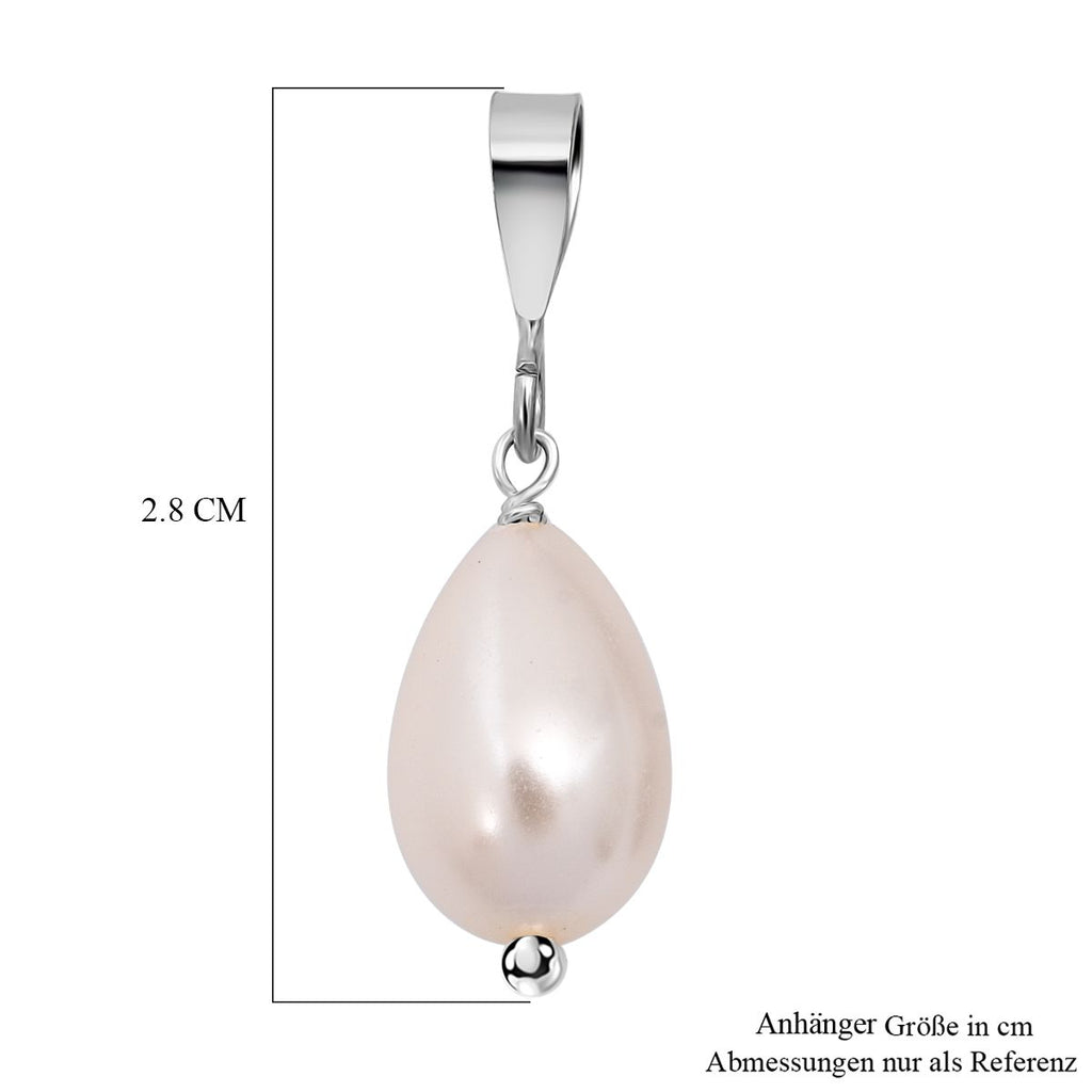Rosa Muschelkernperle (12X8 mm) Anhänger 925 Silber