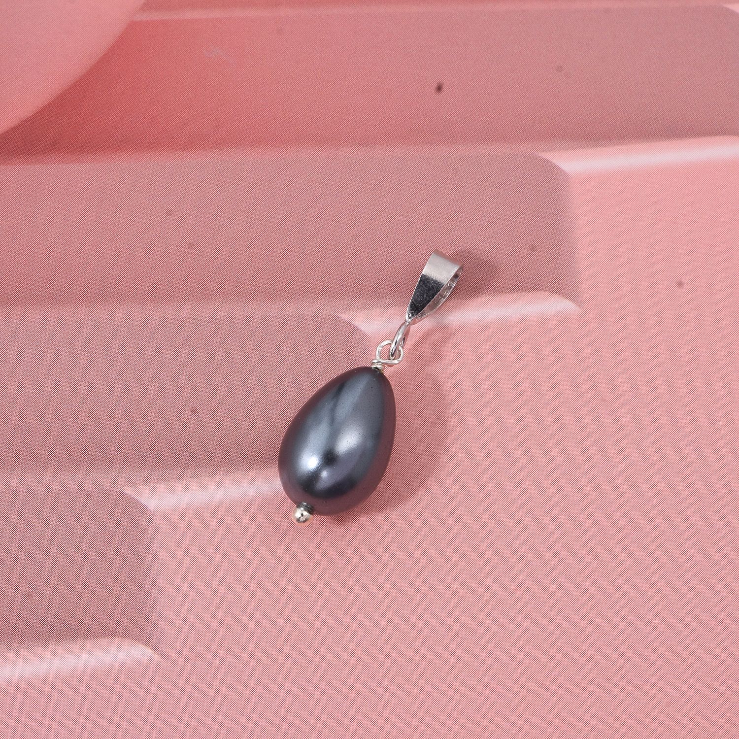 Pfau Muschelkernperle (12X8 mm) Anhänger 925 Silber