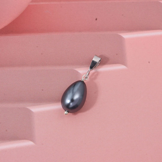 Pfau Muschelkernperle (12X8 mm) Anhänger 925 Silber