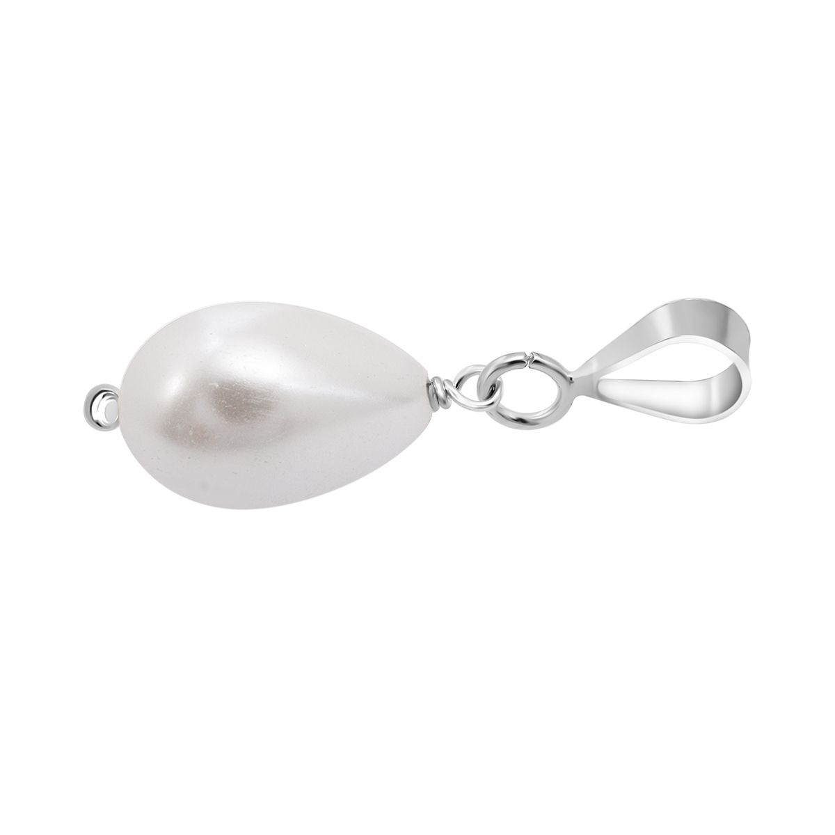 Weiße Muschelkernperle (12X8 mm) Anhänger 925 Silber