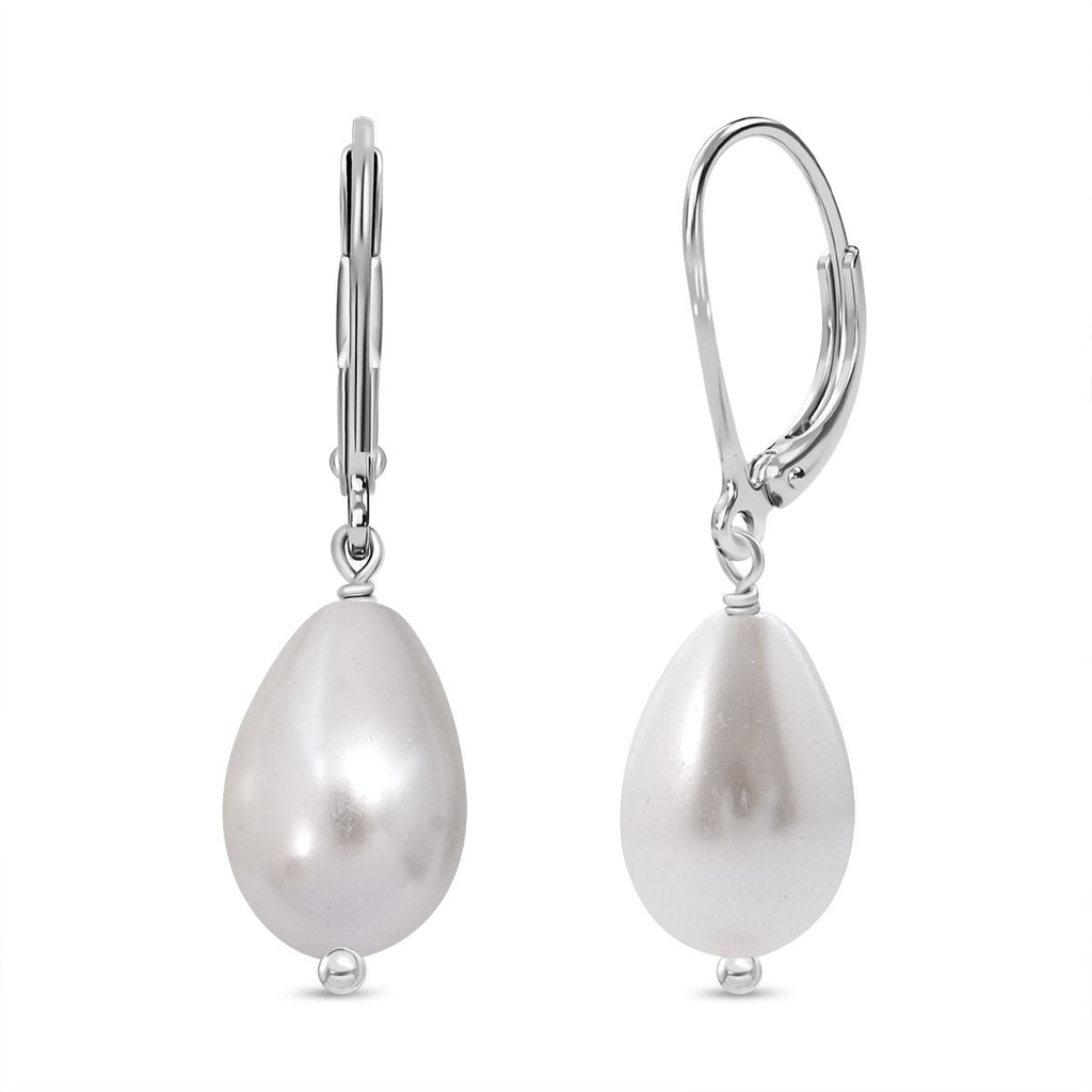 Weiße Muschelkernperle Ohrringe 925 Silber