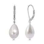 Weiße Muschelkernperle Ohrringe 925 Silber