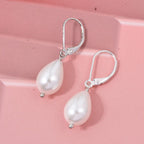 Weiße Muschelkernperle Ohrringe 925 Silber