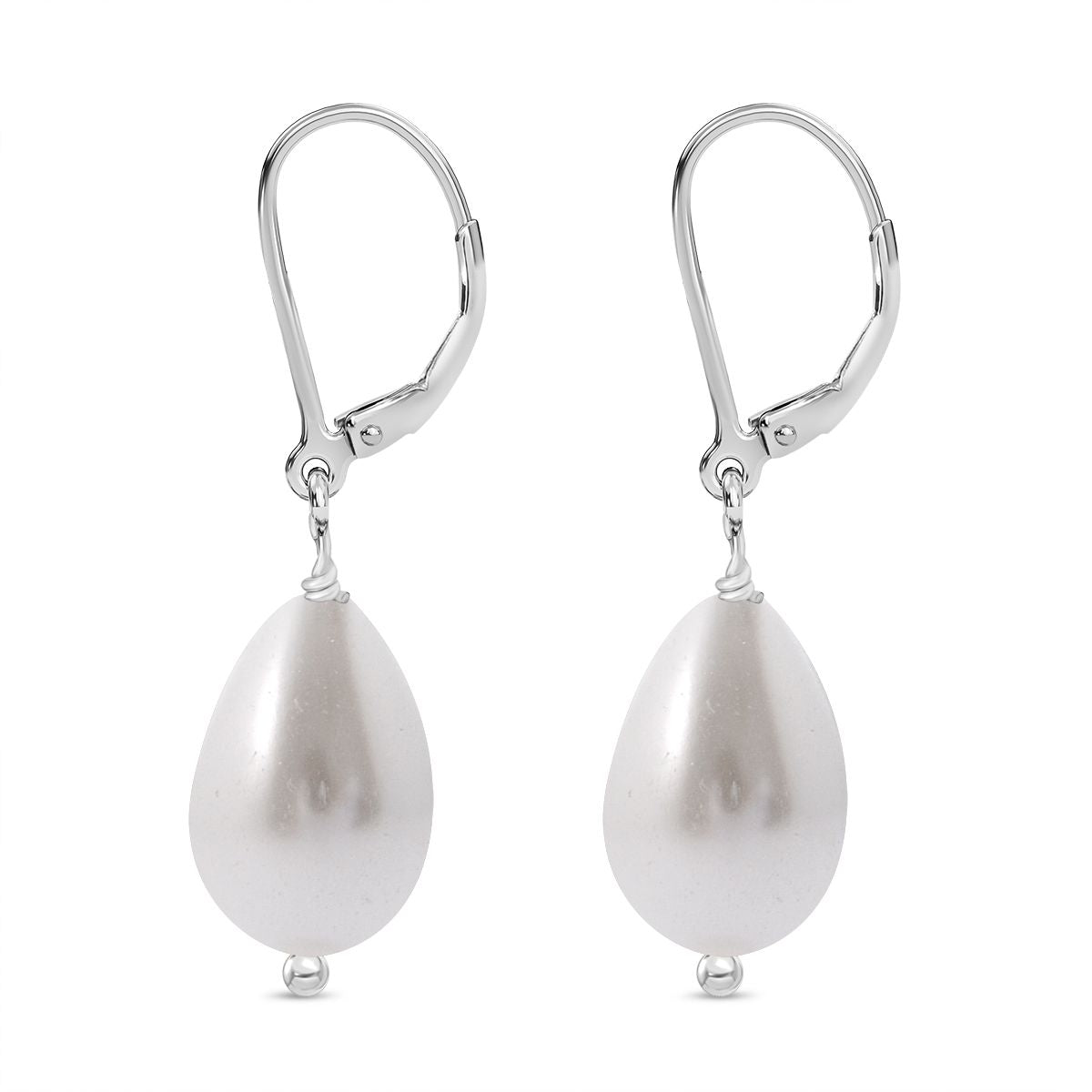 Weiße Muschelkernperle Ohrringe 925 Silber