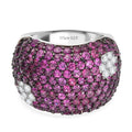 D'Joy Weißer Zirkon, Natürlicher Rhodolith Granat Ring 925 Silber rhodiniert (Größe 19.00) ca. 8.33 ct