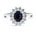 D'Joy Masoala Saphir (Fissure gefüllt), Weißer Zirkon Ring 925 Silber rhodiniert (Größe 17.00) ca. 2,85 ct
