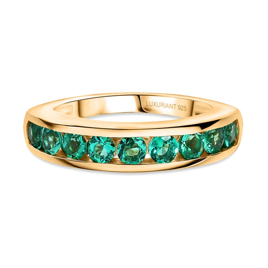 AAA Lab Grown Kolumbianischer Smaragd Ring 925 Silber 750 Gelbgold Vermeil (Größe 21.00) ca. 0.95 ct