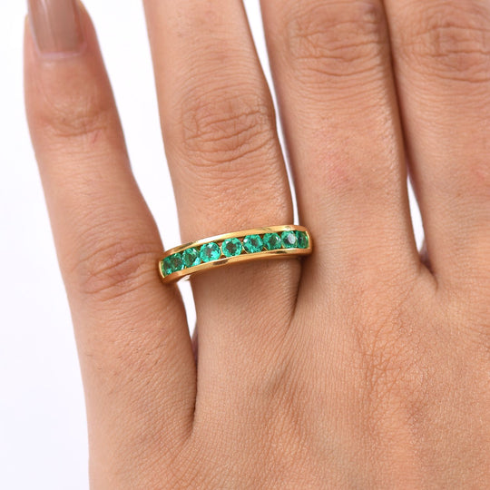 AAA Lab Grown Kolumbianischer Smaragd Ring 925 Silber 750 Gelbgold Vermeil (Größe 21.00) ca. 0.95 ct