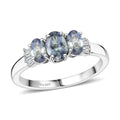 D'Joy Pfau Tansanit Ring 925 Silber rhodiniert (Größe 20.00) ca. 1.12 ct