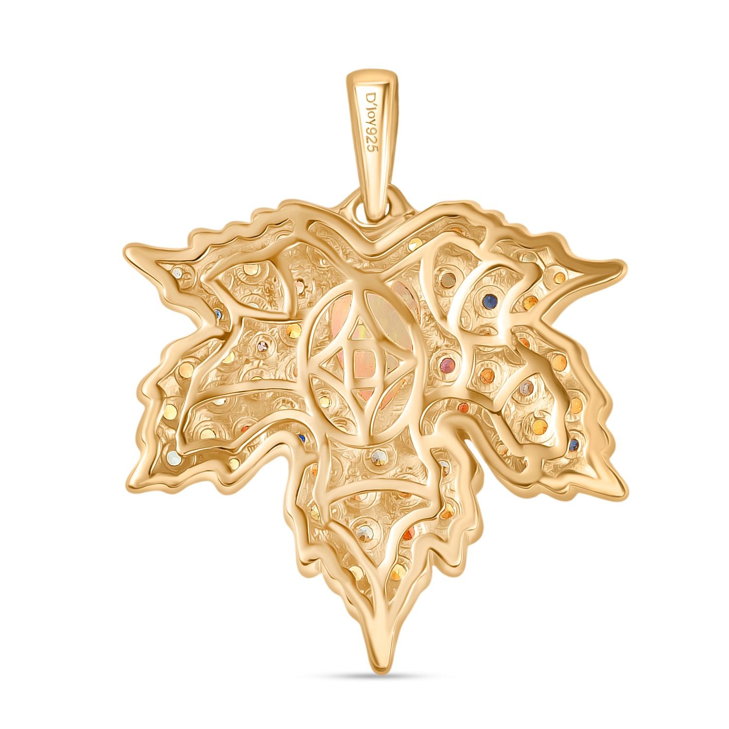 D'Joy AA Natürlicher, äthiopischer Welo Opal, Mehrfarbig Saphir Anhänger 925 Silber 750 Gelbgold Vermeil ca. 2.98 ct