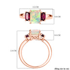 D'Joy AA Natürlicher, äthiopischer Welo Opal, Natürlicher Rhodolith Granat Ring 925 Silber rosévergoldet (Größe 16.00) ca. 1.76 ct