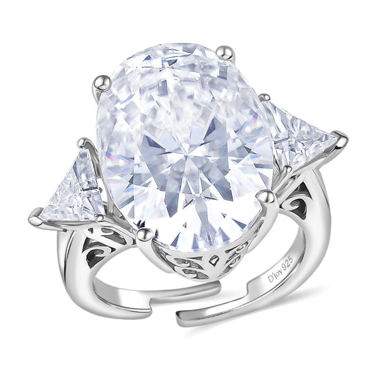 D'Joy Moissanit Ring 925 Silber rhodiniert (Größe 20.00) ca. 13,79 ct