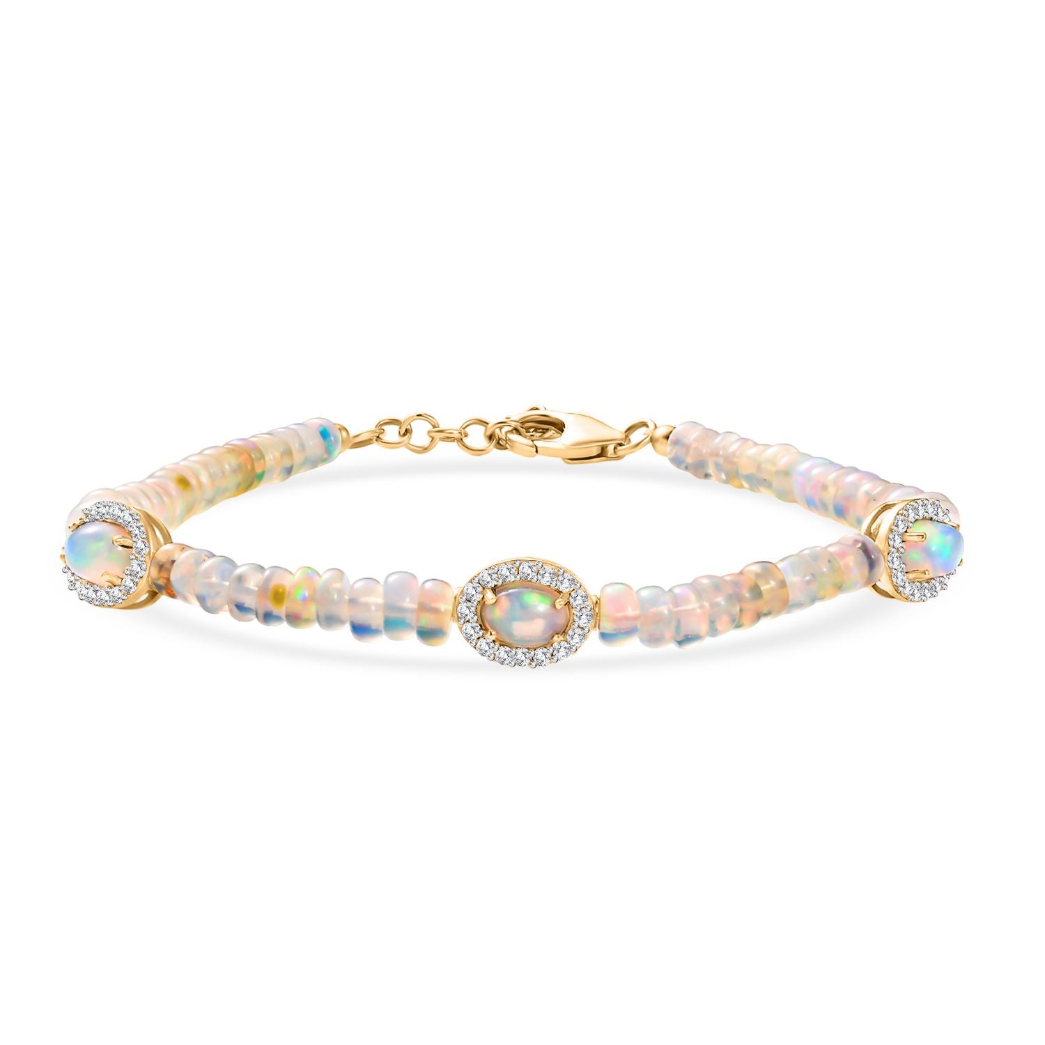 D'Joy AA Natürlicher, äthiopischer Welo Opal Armband ca. 19 cm 925 Silber 750 Gelbgold Vermeil ca. 22.85 ct