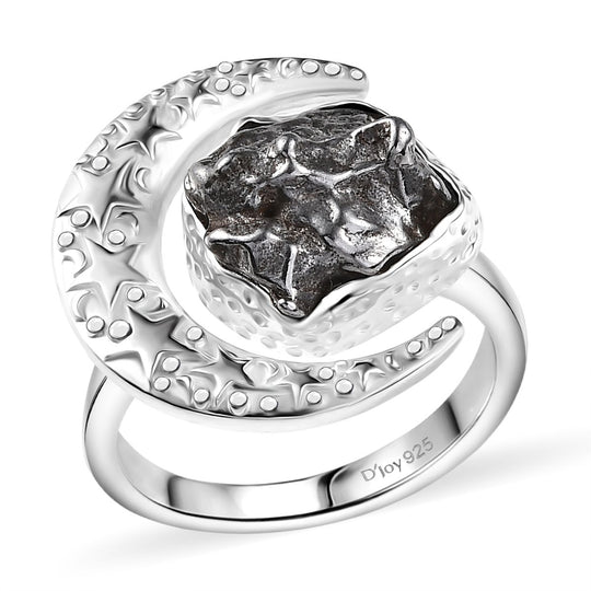 Muonionalusta Meteorit Ring 925 Silber rhodiniert (Größe 17.00) ca. 15.98 ct