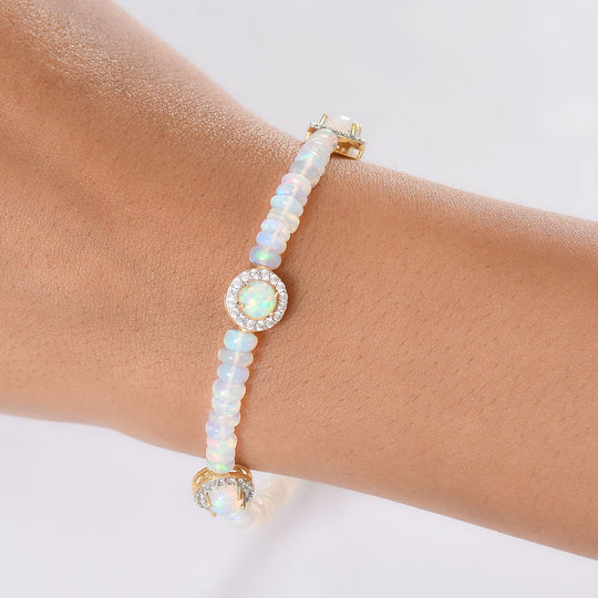 D'Joy AA Natürlicher, äthiopischer Welo Opal Armband ca. 19 cm 925 Silber 750 Gelbgold Vermeil ca. 22.94 ct