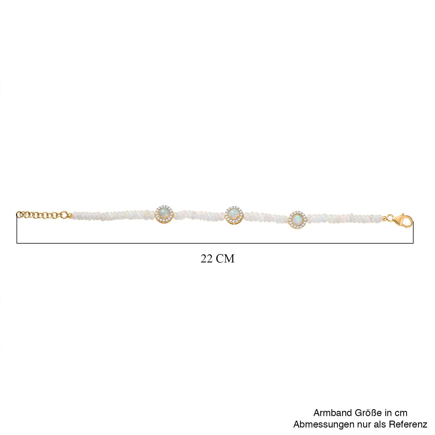 D'Joy AA Natürlicher, äthiopischer Welo Opal Armband ca. 19 cm 925 Silber 750 Gelbgold Vermeil ca. 22.94 ct