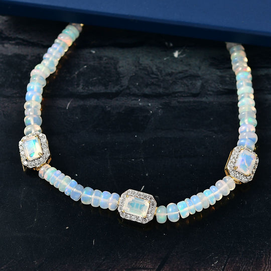 D'Joy AA Natürlicher, äthiopischer Welo Opal Armband ca. 19 cm 925 Silber 750 Gelbgold Vermeil ca. 23.12 ct