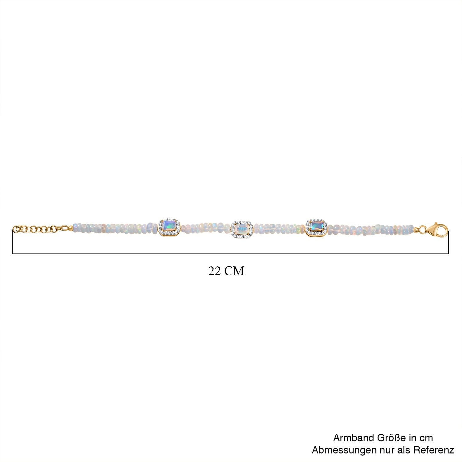 D'Joy AA Natürlicher, äthiopischer Welo Opal Armband ca. 19 cm 925 Silber 750 Gelbgold Vermeil ca. 23.12 ct