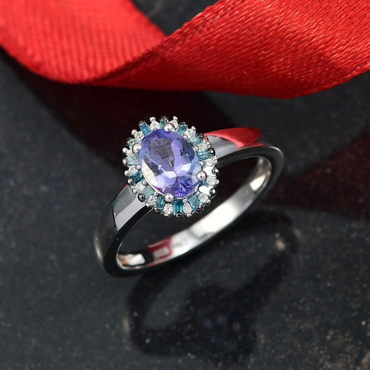 D'Joy Tansanit, Weißer Zirkon Ring 925 Silber rhodiniert (Größe 20.00) ca. 0,88 ct