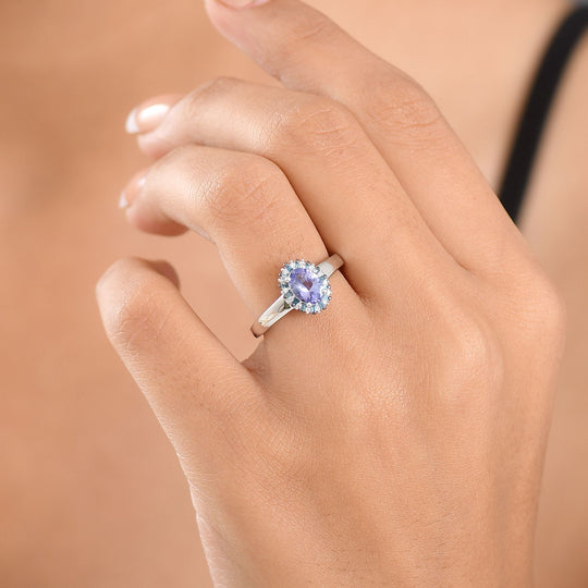 D'Joy Tansanit, Weißer Zirkon Ring 925 Silber rhodiniert (Größe 20.00) ca. 0,88 ct