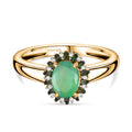 D'Joy Kagem Sambischer Smaragd, Weißer Zirkon Ring 925 Silber 750 Gelbgold Vermeil (Größe 18.00) ca. 0,91 ct