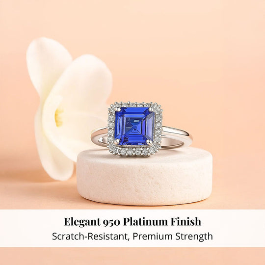 Rhapsody AAAA Tansanit, Weißer Diamant AGI zertifiziert Ring 950 Platin (Größe 18.00) ca. 6.22 ct