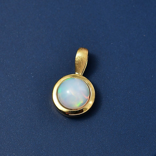 D'Joy AA Natürlicher, äthiopischer Welo Opal Anhänger 925 Silber 750 Gelb Vergoldet ca. 0.75 ct