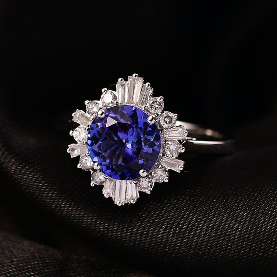 LUXURIANT  (10-16 Werktage Lieferzeit)  2,51 ct. AA Tansanit und Labor Diamant Ring in 417 Weißgold