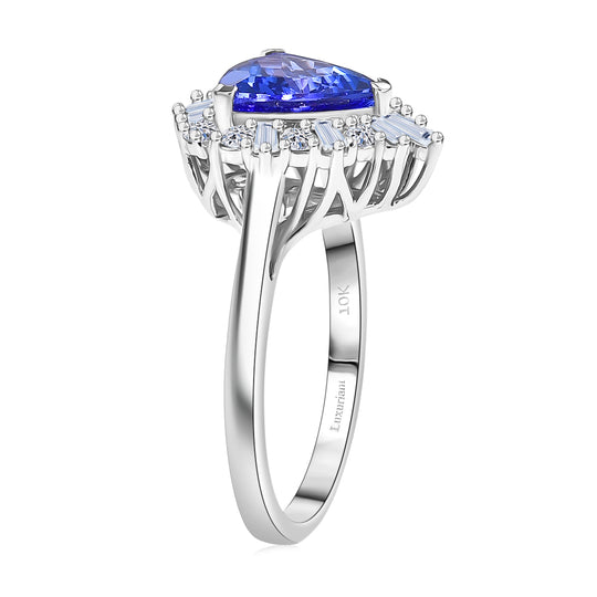 LUXURIANT  (10-16 Werktage Lieferzeit)  2,56 ct. AA Tansanit und Labor Diamant Ring in 417 Weißgold
