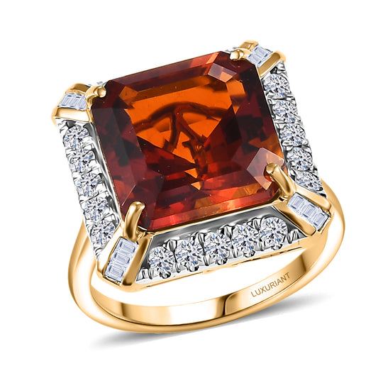 LUXURIANT   8,47 ct. AAA Madeira Citrin und Labor Diamant Ring in 417 Gold