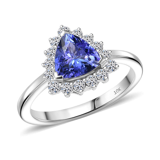 Luxuriant - AAA Tansanit, Lab Grown Diamant AGI zertifiziert Ring 417 Gold (Größe 18.00) ca. 1.53 ct