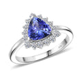 LUXURIANT  (10-16 Werktage Lieferzeit)  1,53 ct. AGI zertifizierter AAA Tansanit und Labor Diamant Ring in 417 Weißgold