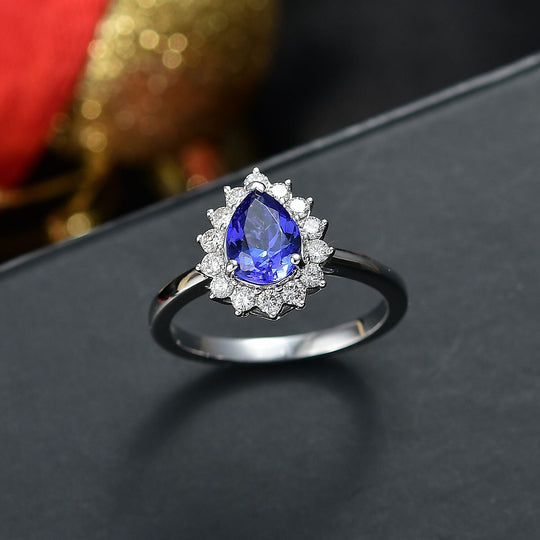 Luxuriant - AAA Tansanit, Lab Grown Diamant AGI zertifiziert Ring 417 Gold (Größe 19.00) ca. 1.50 ct
