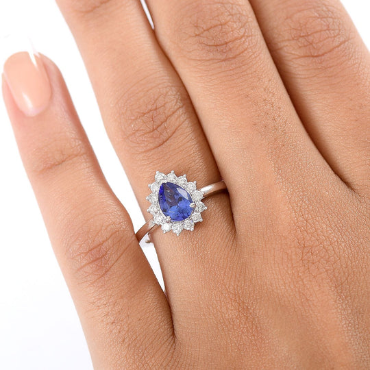Luxuriant - AAA Tansanit, Lab Grown Diamant AGI zertifiziert Ring 417 Gold (Größe 19.00) ca. 1.50 ct