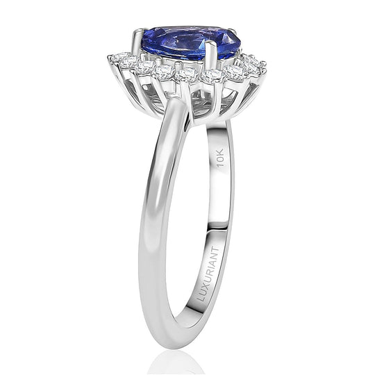 Luxuriant - AAA Tansanit, Lab Grown Diamant AGI zertifiziert Ring 417 Gold (Größe 19.00) ca. 1.50 ct