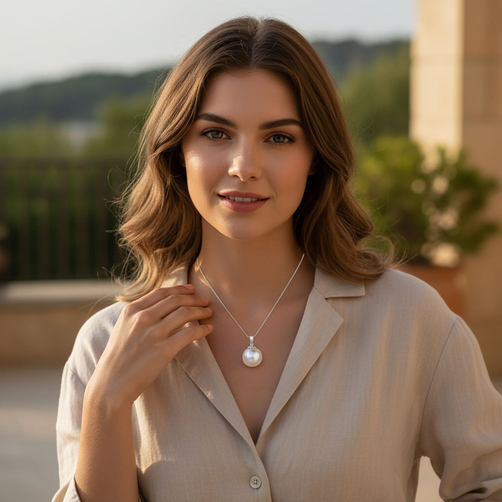 AAA weiße Südseeperle (13-15mm) Anhänger in 750 Weißgold