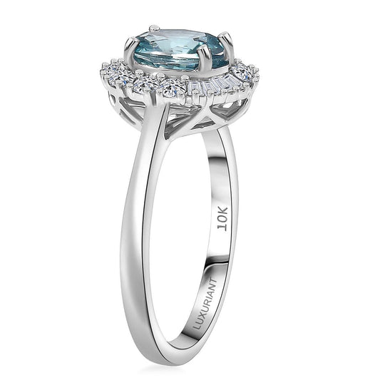AAA Blauer Zirkon, Lab Grown Diamant Ring, AGI zertifiziert und geprüft, 417 Weißgold (Größe 18.00) ca. 2.58 ct