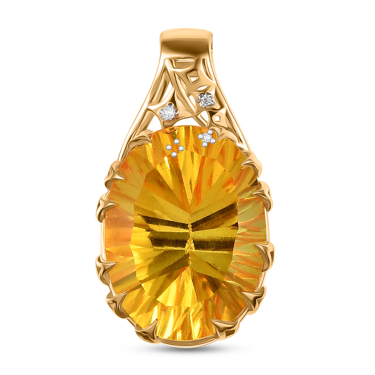 D'Joy Sphaleros Quarz, Moissanit Anhänger 925 Silber 750 Gelbgold Vermeil ca. 19.44 ct