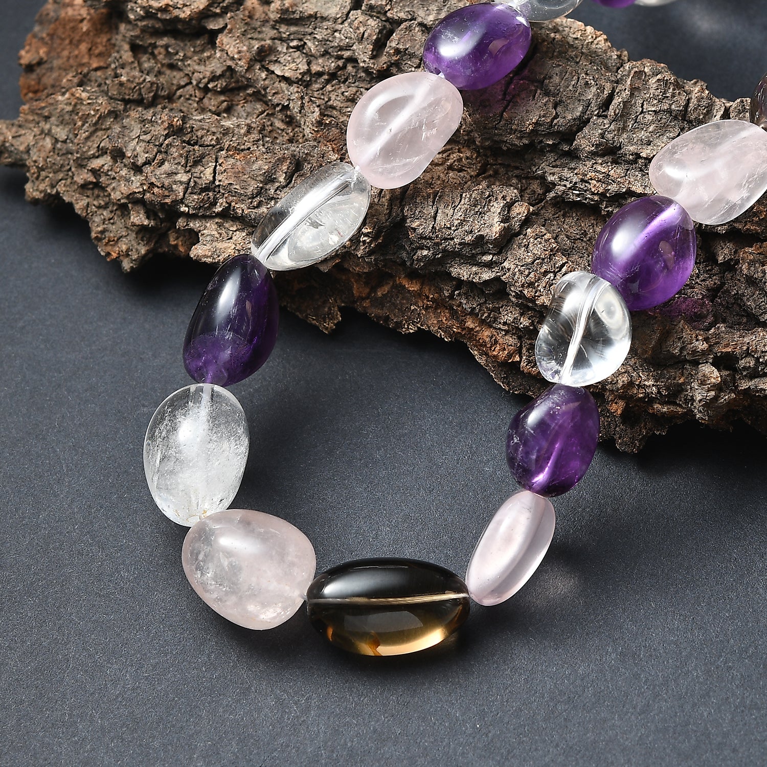 EVER TRUE Afrikanischer Amethyst, Rauchquarz Halskette ca. 45 cm Nickelfreies Messing Platiniert (10-15 Werktage Lieferzeit)