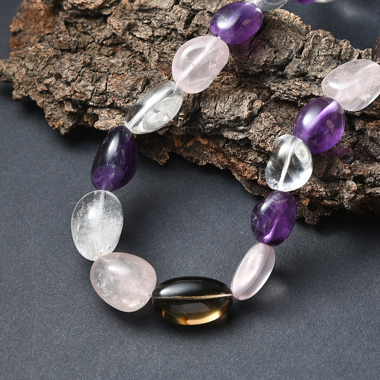 EVER TRUE Afrikanischer Amethyst, Rauchquarz Halskette ca. 45 cm Nickelfreies Messing Platiniert (10-15 Werktage Lieferzeit)