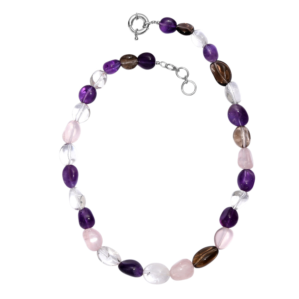 EVER TRUE Afrikanischer Amethyst, Rauchquarz Halskette ca. 45 cm Nickelfreies Messing Platiniert (10-15 Werktage Lieferzeit)