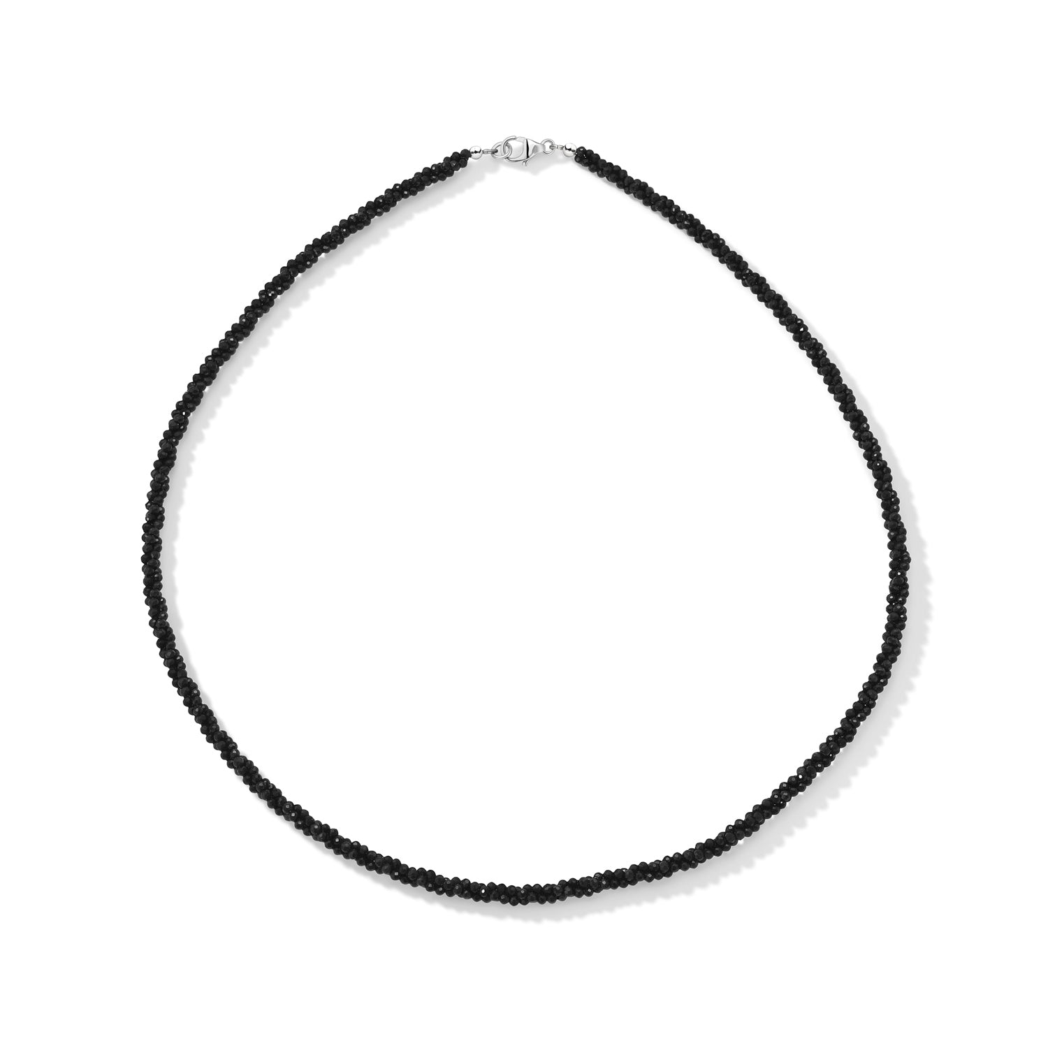 Schwarzer Spinell Halskette ca. 45 cm 925 Silber ca. 50.00 ct