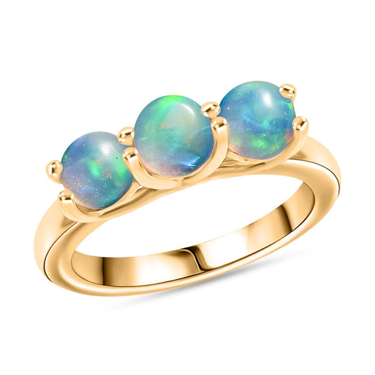 D'Joy AA Natürlicher, äthiopischer Welo Opal Ring 925 Silber vergoldet (Größe 21.00) ca. 1,19 ct