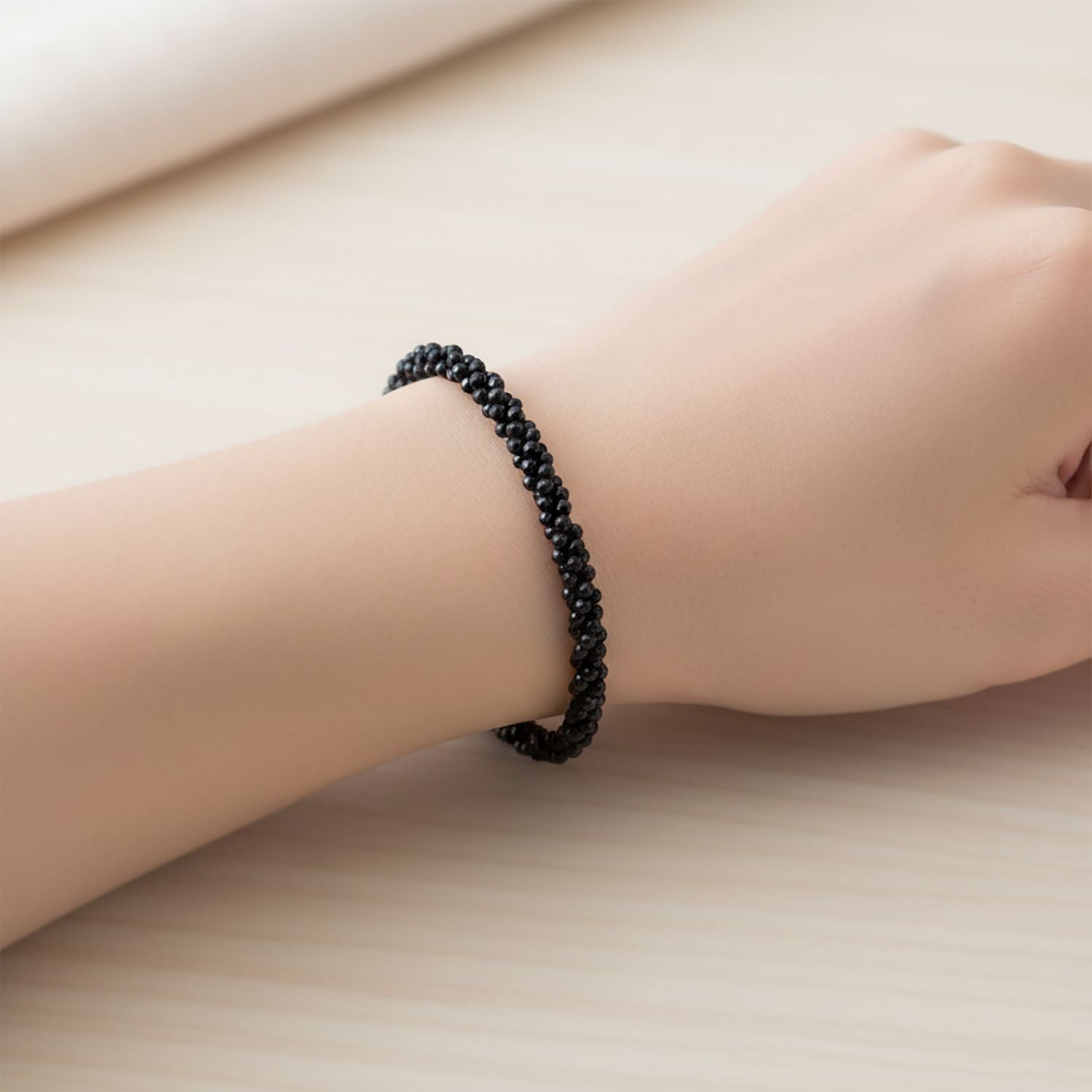 Schwarzer Spinell Armband ca. 19 cm 925 Silber ca. 20.00 ct