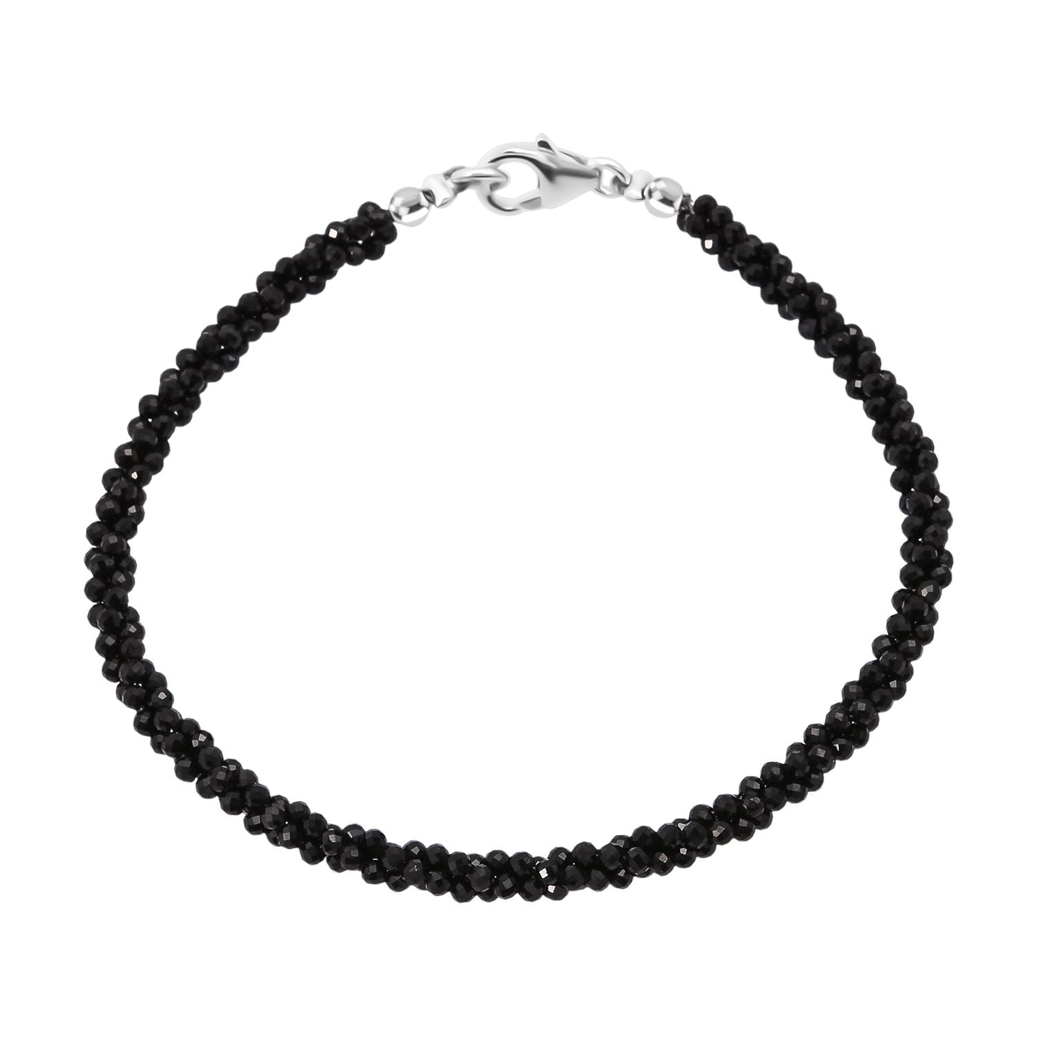 Schwarzer Spinell Armband ca. 19 cm 925 Silber ca. 20.00 ct