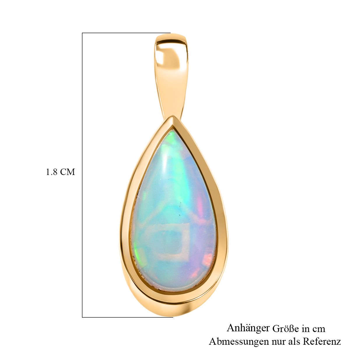 D'Joy AA Natürlicher, äthiopischer Welo Opal Anhänger 925 Silber 750 Gelb Vergoldet ca. 0.54 ct