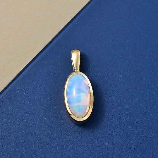 D'Joy AA Natürlicher, äthiopischer Welo Opal Anhänger 925 Silber 750 Gelb Vergoldet ca. 0.84 ct